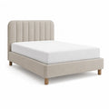 Polsterbett Doppelbett 160 x 200 cm Polyester-Samt Beige