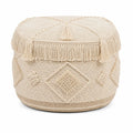 Fußhocker Sitzpouf aus 100 % Baumwolle rund Creme Ø 50 x 35 cm