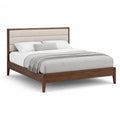 Polsterbett Doppelbett 160 x 200 cm aus Massivholz Walnuss Beige