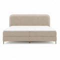Boxspringbett 180 x 200 cm mit gepolstertem Polyesterbezug rechteckigem Kopfteil und Metallfüßen in Beige