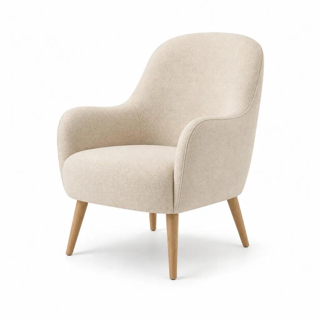 Polstersessel mit Armlehnen Polyester-Bouclé abgerundet Creme 76 x 75 x 95 cm