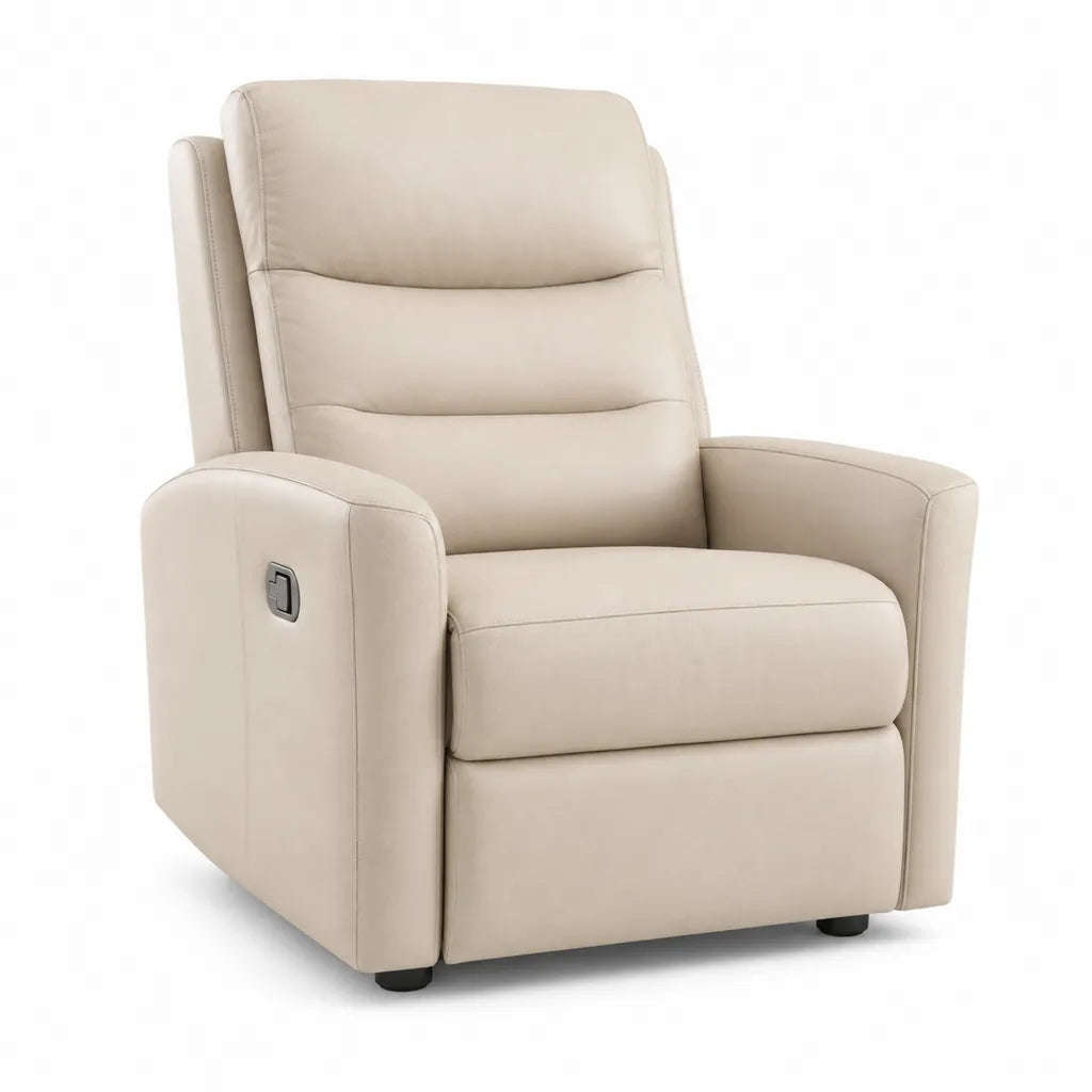 Elektrischer Relaxsessel mit Liegefunktion aus PU-Kunstleder in Beige 90 x 96 x 105 cm