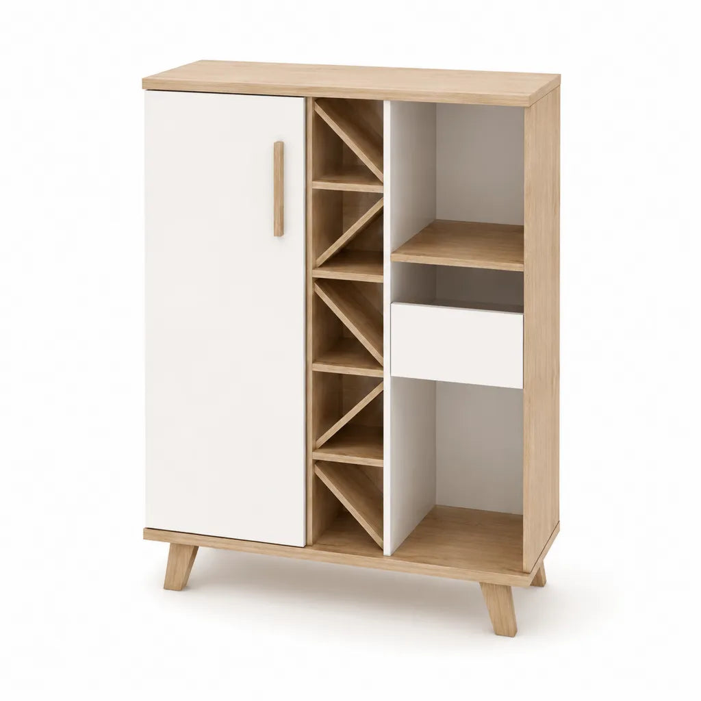 Barschrank Weinregal rechteckig Spanplatte Eiche Weiß 100 x 40 x 120 cm