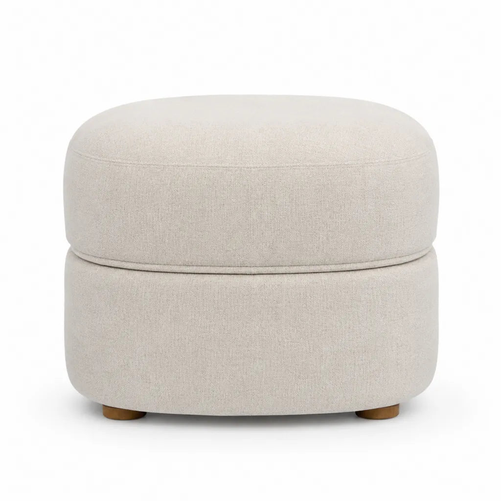 Runder Sitzhocker mit Stauraum 60 x 60 x 45 cm Polyester Beige