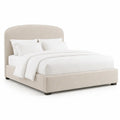 Polsterbett Doppelbett 160 x 200 cm mit Polyesterbezug und abgerundetem Kopfteil Beige