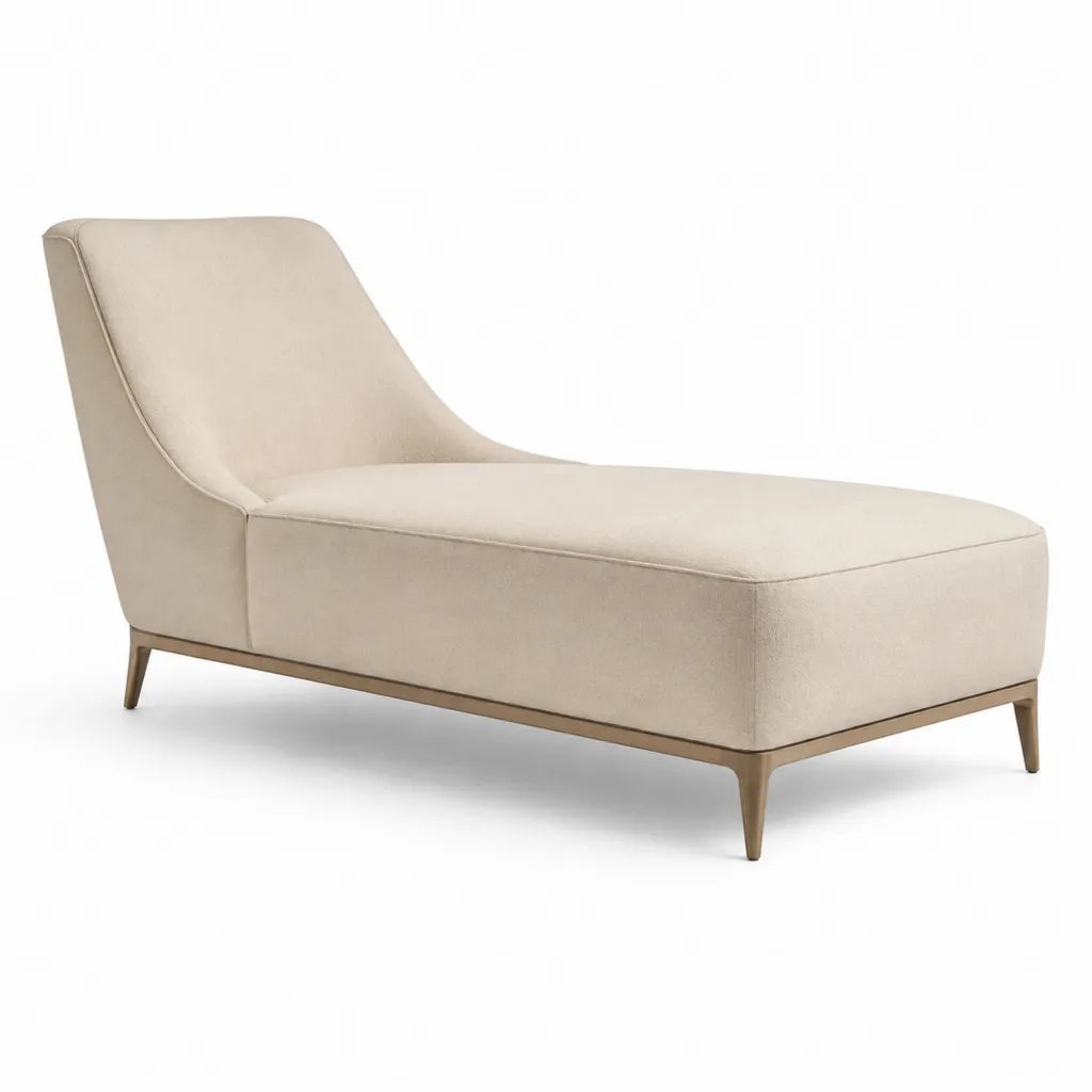 Chaiselongue mit linksseitiger Rückenlehne aus Polyester in Beige 160 x 75 x 80 cm