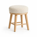 Runder Fußhocker mit Bouclébezug und Eichenholzgestell Creme 40 x 40 x 46 cm