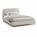Polsterbett Doppelbett 160 x 200 cm mit abgerundetem Kopfteil Polyester Beige