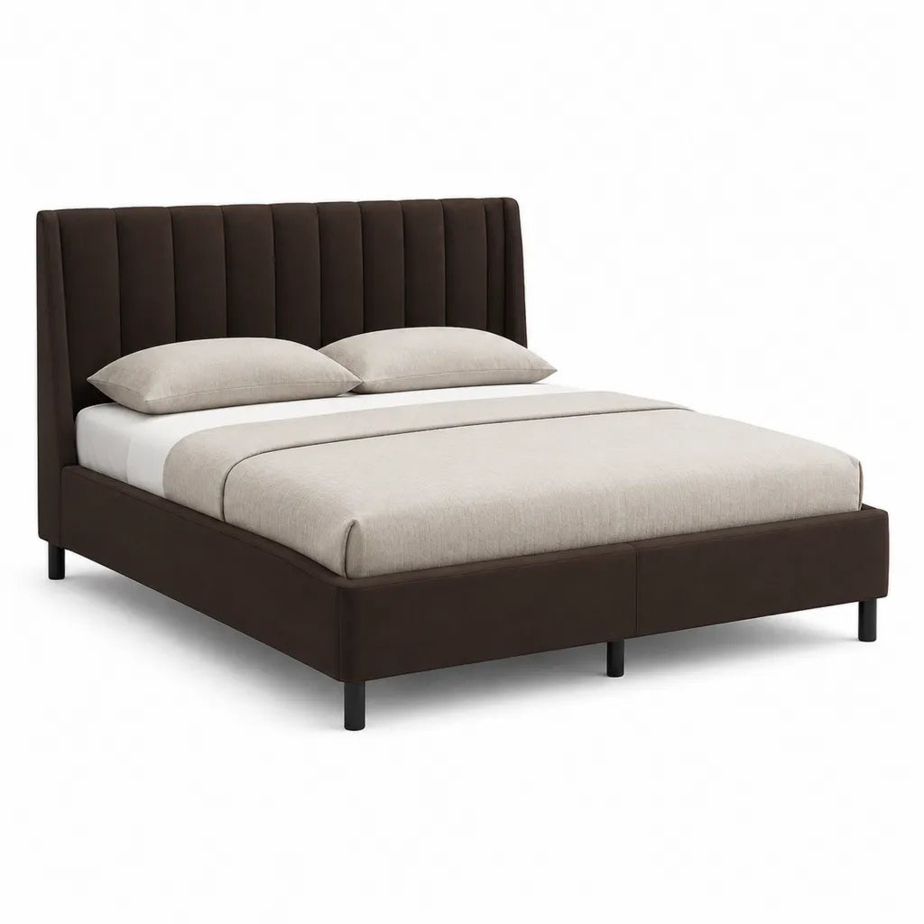 Polsterbett Doppelbett 180 x 200 cm aus PU-Kunstleder rechteckig dunkelbraun