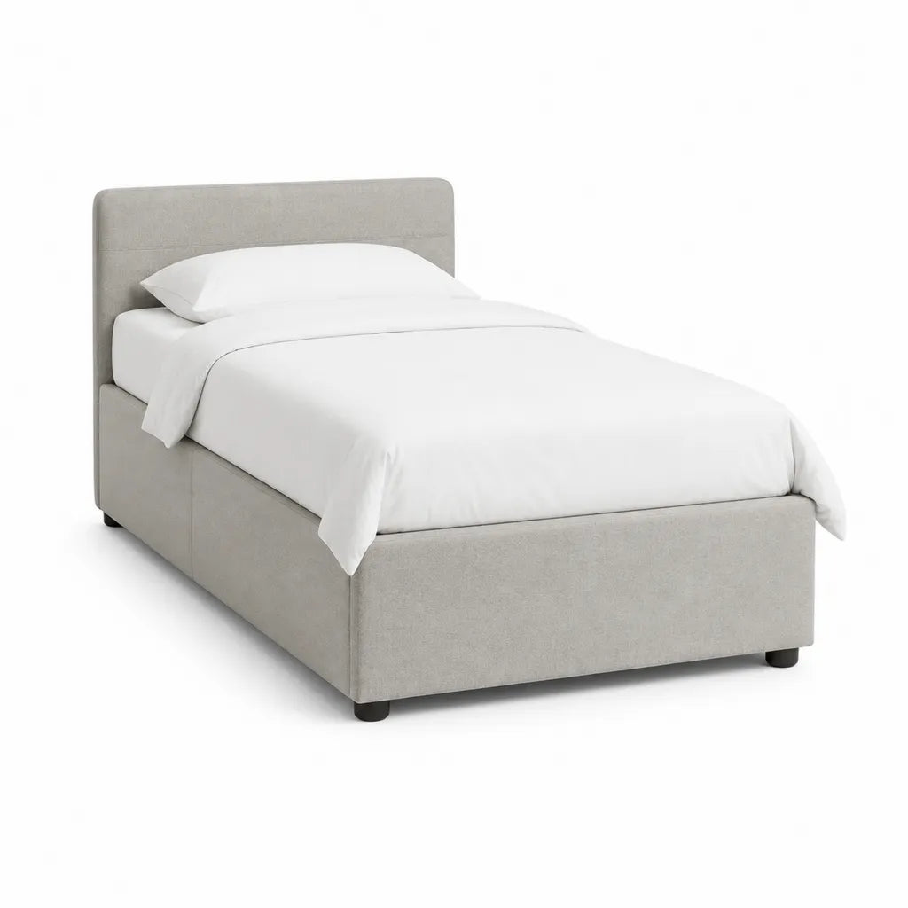 Polsterbett Einzelbett 90 x 200 cm mit Polyesterbezug Rechteckig Grau