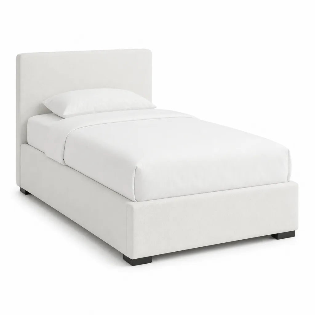 Polsterbett Einzelbett 90 x 200 cm mit Polyesterbezug rechteckig Weiß