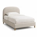Polsterbett Einzelbett 90 x 200 cm mit abgerundetem Kopfteil Polyester Beige