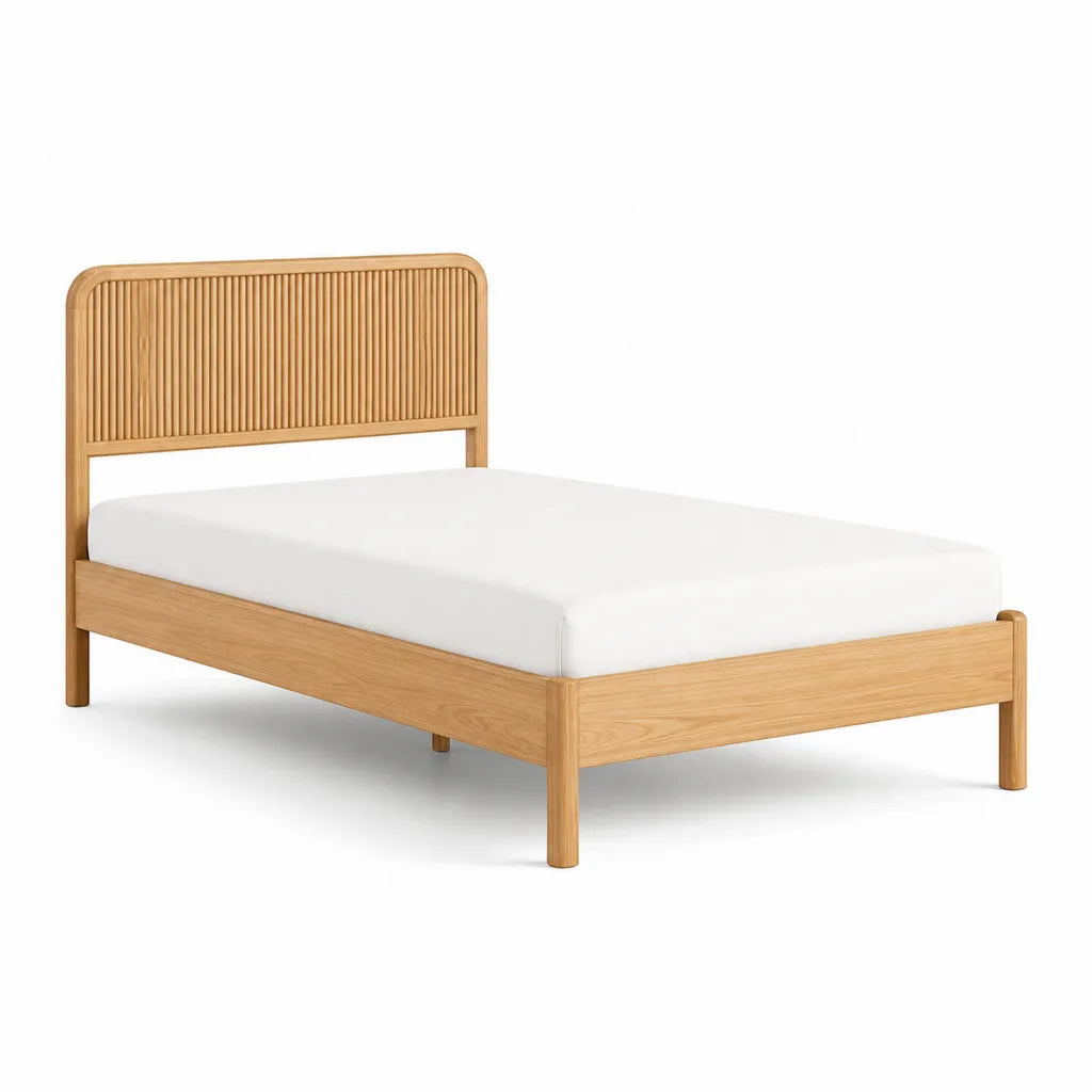 Bettgestell Doppelbett 160 x 200 cm aus Eichen-Massivholz rechteckig Natur