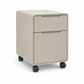 Rollbarer Nachttisch mit 2 Schubladen aus PP Kunststoff rechteckig Beige 40 x 40 x 55 cm