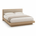 Doppelbett Bettgestell 180 x 200 cm mit gepolstertem Kopfteil MDF Naturholz Beige