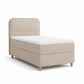 Polsterbett Einzelbett 90 x 200 cm mit Polyesterbezug Kopfteil und Holzfüßen Beige