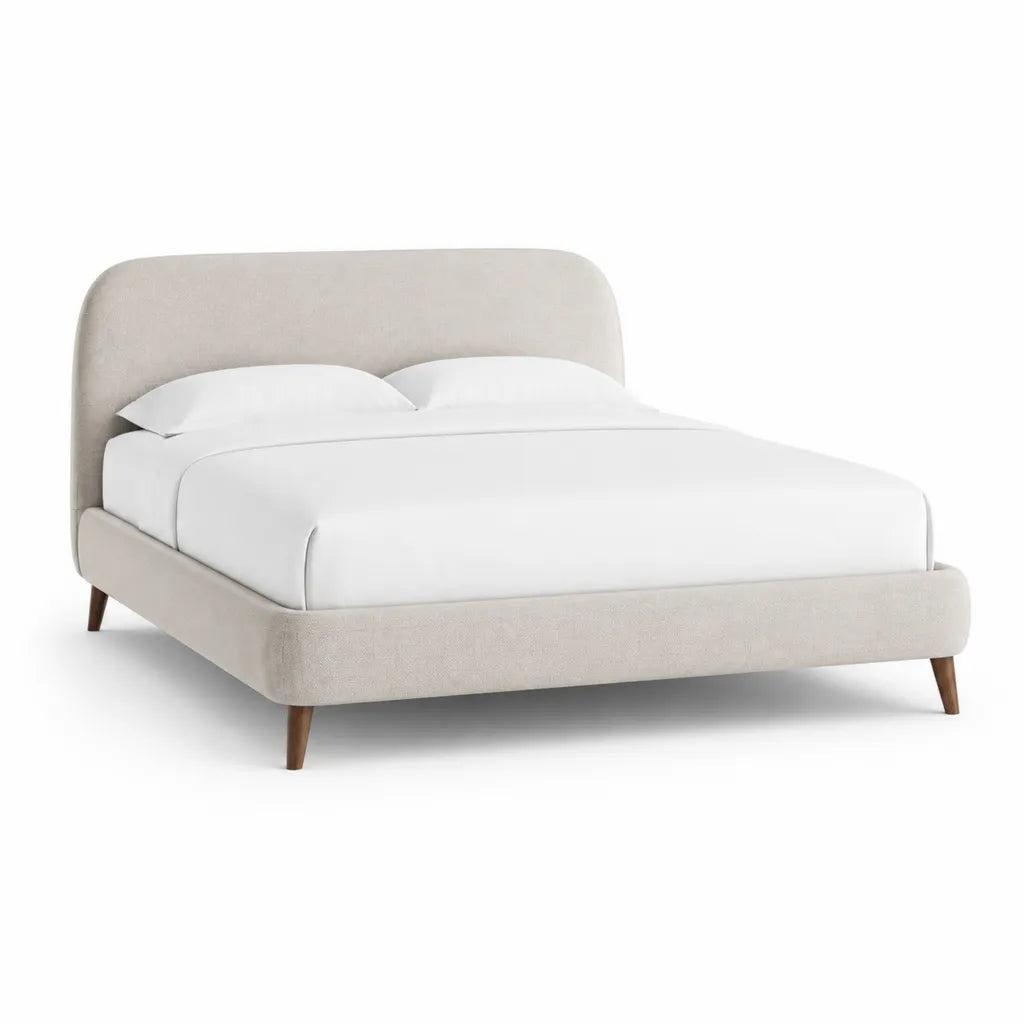 Polsterbett Doppelbett 160 x 200 cm mit Polyesterbezug Beige