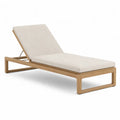 Verstellbare Gartenliege aus massivem Teakholz mit Polyesterpolster rechteckig Natur Beige 200 x 70 x 35 cm