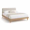 Polsterbett Doppelbettgestell 160 x 200 cm Eichenholz Polyester rechteckig Beige Natur