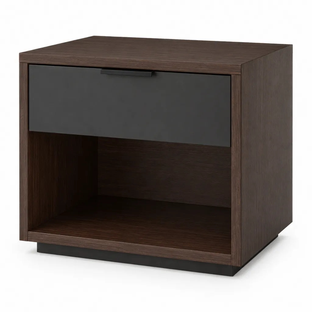 Nachttisch mit Schublade und offenem Fach 50 x 40 x 55 cm Spanplatte rechteckig dunkelbraun schwarz