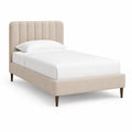 Polsterbett Einzelbett 90 x 200 cm Samt Polyester Rechteckig Beige