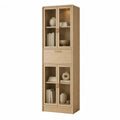 Vitrine mit 4 Glastüren und Schublade aus MDF in heller Eichenoptik rechteckig 80 x 40 x 190 cm