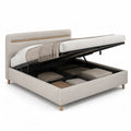 Polsterbett mit Stauraum 160 x 200 cm Polyester Rechteckig Beige