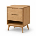 Nachttisch mit 2 Schubladen offenem Fach 45 x 35 x 60 cm MDF mit Eichenfurnier rechteckig Natur