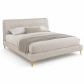 Polsterbett Doppelbett 180 x 200 cm mit hohem Kopfteil aus Polyester in Cremeweiß