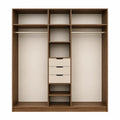 Offener Kleiderschrank 200 x 60 x 220 cm aus melaminbeschichteter Spanplatte in Nussbaum Creme mit 2 Kleiderstangen und 3 Schubladen