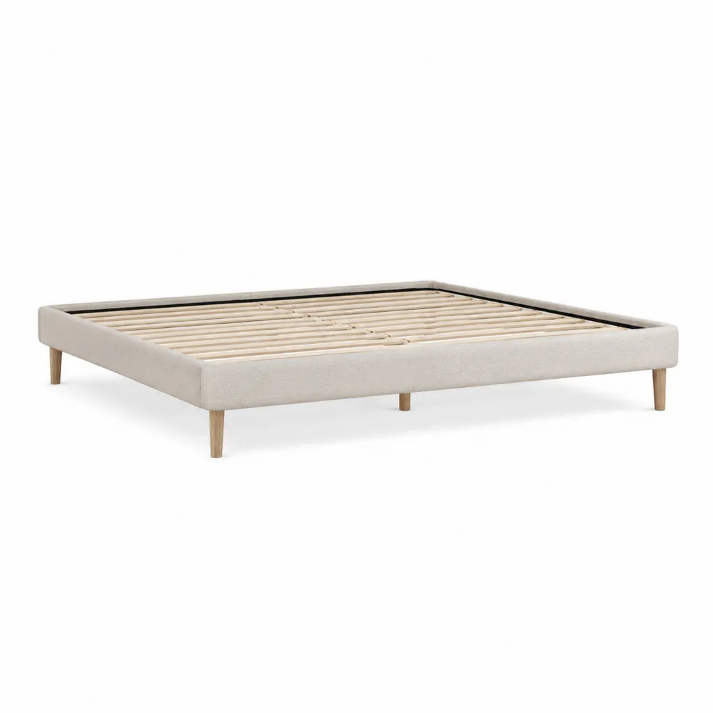 Polsterbettgestell mit Lattenrost 160 x 200 cm Polyester Beige Rechteckig