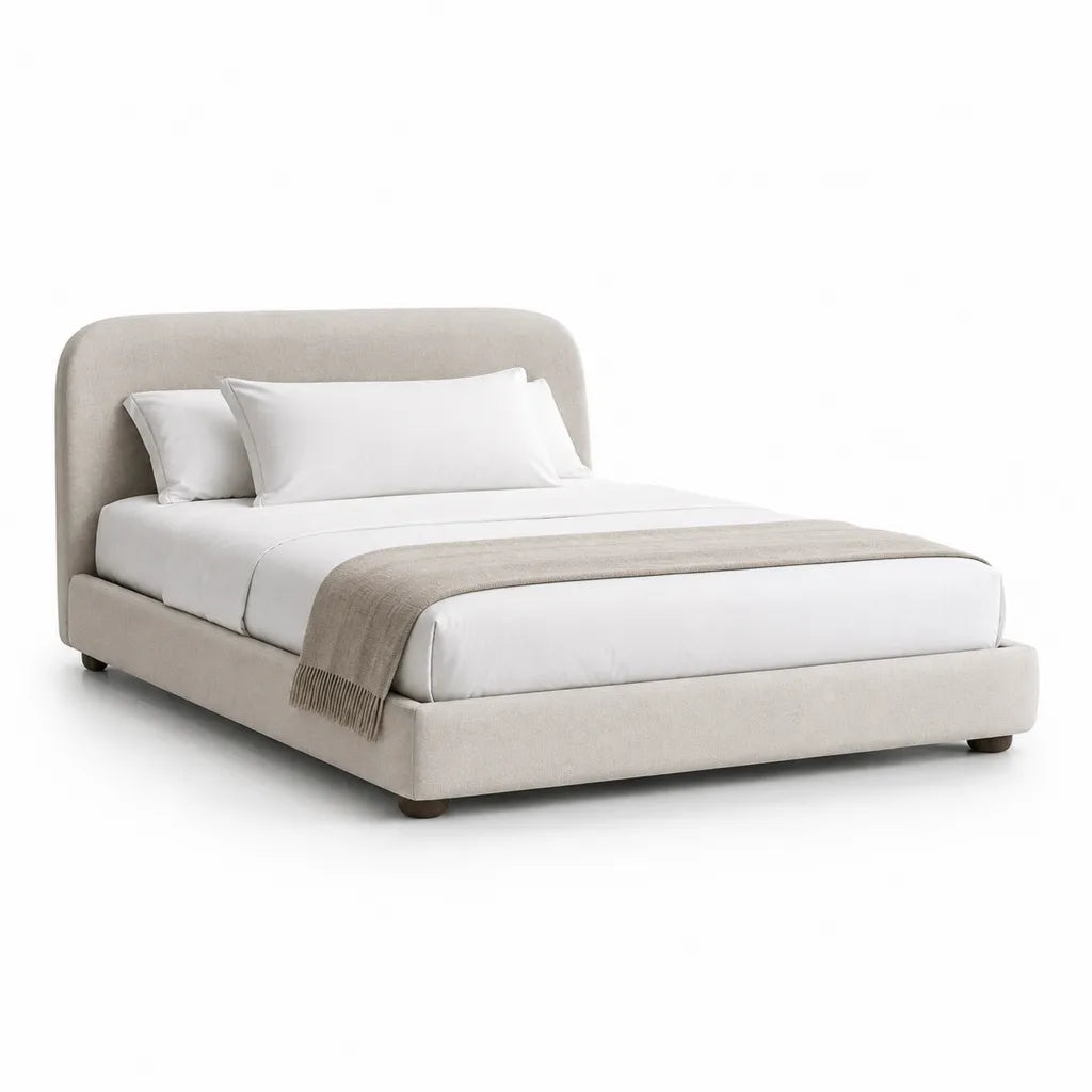 Polsterbett Doppelbett 160 x 200 cm mit gepolstertem Kopfteil Polyester Beige