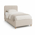Polsterbett Einzelbett 90 x 200 cm Polyester rechteckig Beige
